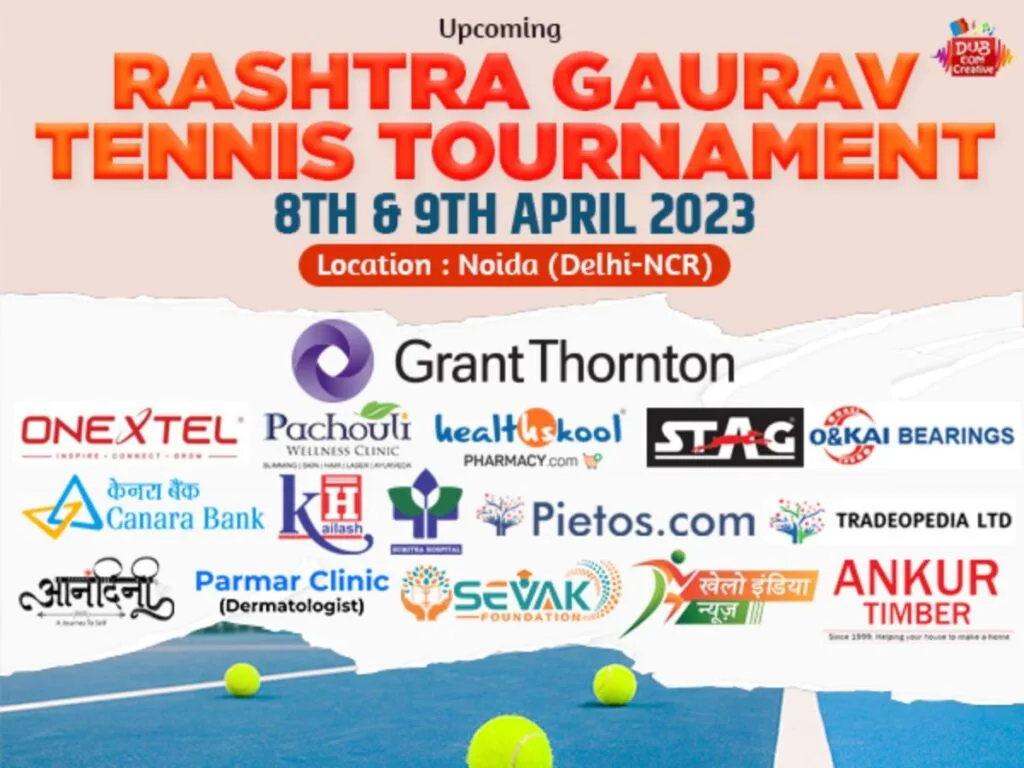 Announcing Rashtra Gaurav Tennis Tournament Results Held on 8th and 9th April 2023 at Noida