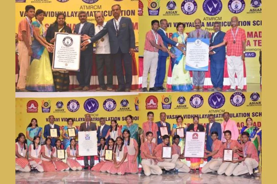 Trichy Vasavi Vidhyalaya School celebrates 75th year of Indian Independence by Achieving Elite World Records