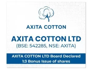 Axita Cotton Ltd Board Approved 1:3 Bonus Issue of share; Stock Surge by 2.56%