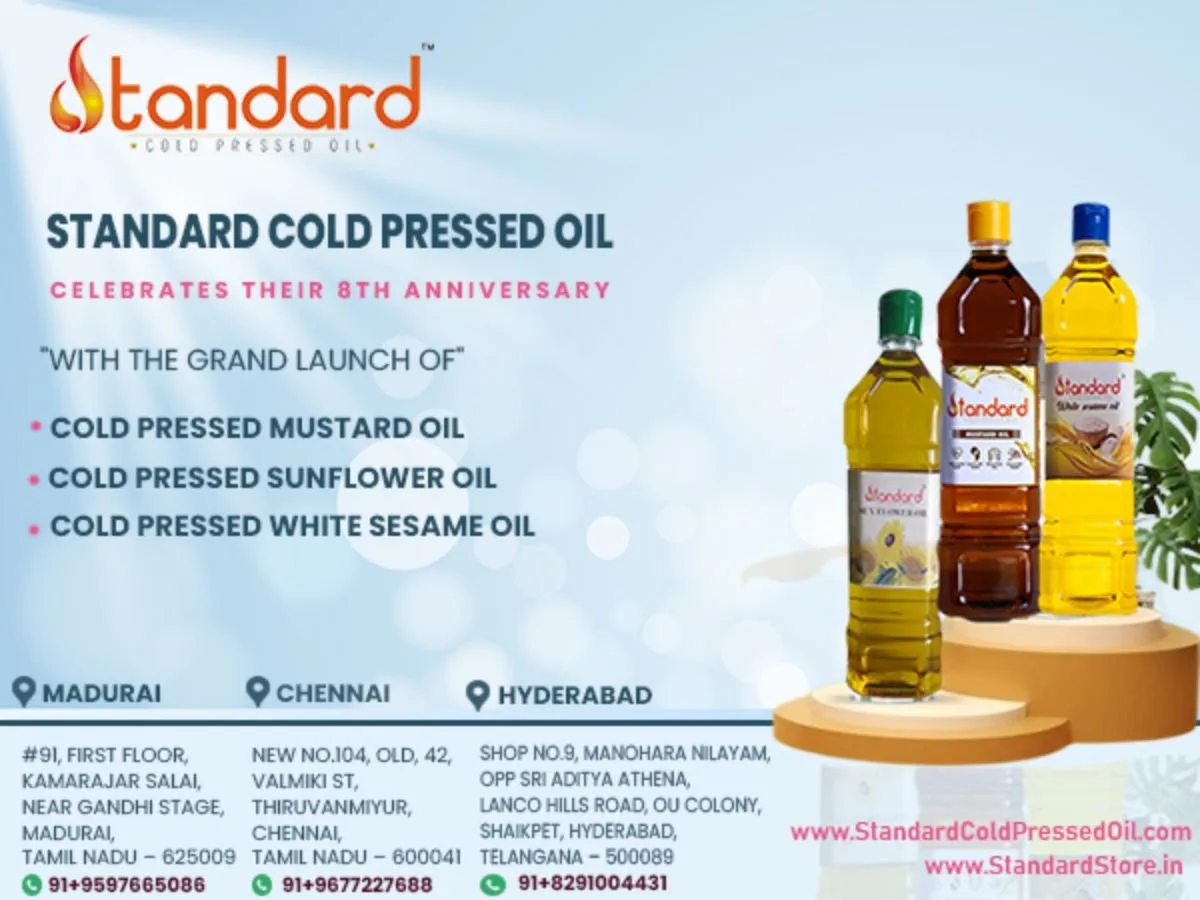 Standard Cold Pressed Oil Celebrates 8th Anniversary with the Grand Launch of Cold Pressed Mustard, White Sesame, and Sunflower Oil Varieties!