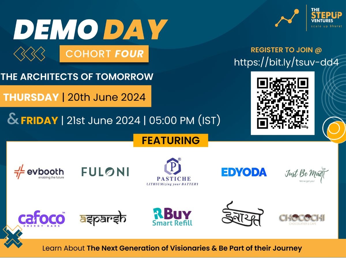 Startup Incubator The StepUp Ventures (TSUV) Announces Cohort 4 Demo Day on 20-21 June, 2024