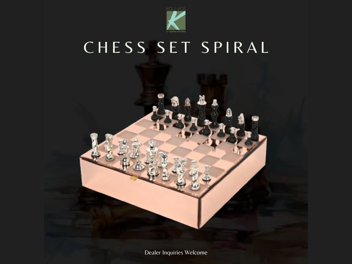 Exquisite Hexagonal Chess Set by KOLLAGE on Polished Glass Board: A Luxurious Gift for Chess Enthusiasts