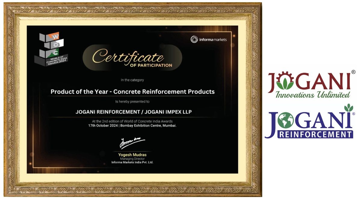 Jogani Reinforcement’s Basalt and Brass Coated Fibers appreciated with Product of the Year at WOC India 2024