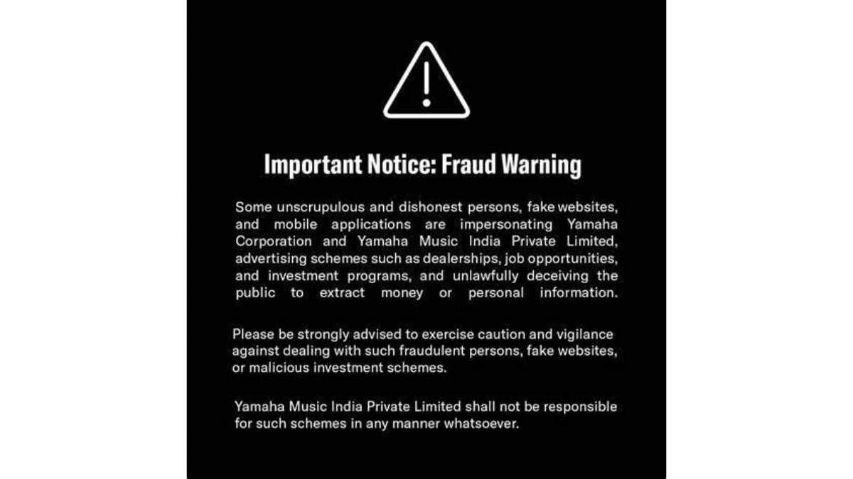 Yamaha Music India Warns Against Fraudulent Investment and Recruitment Scams