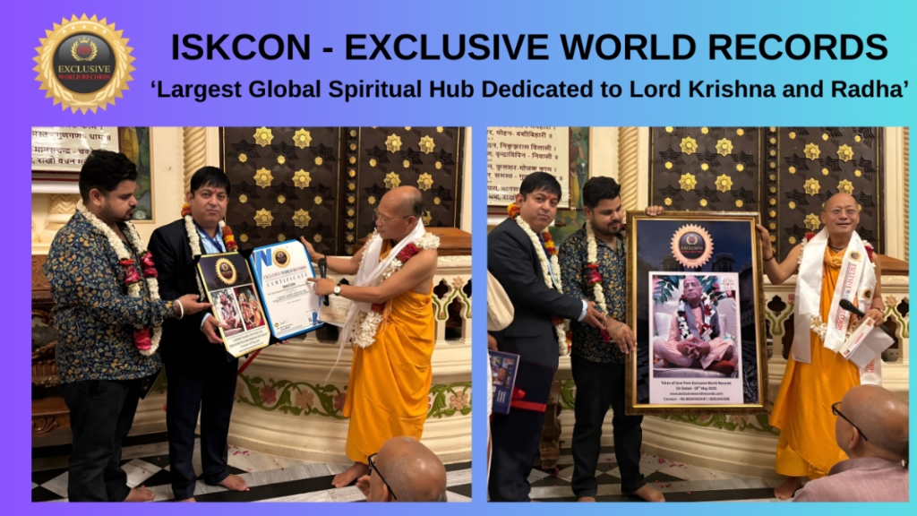 ISKCON Honored by Exclusive World Records as the ‘Largest Global Spiritual Hub Dedicated to Lord Krishna and Radha’